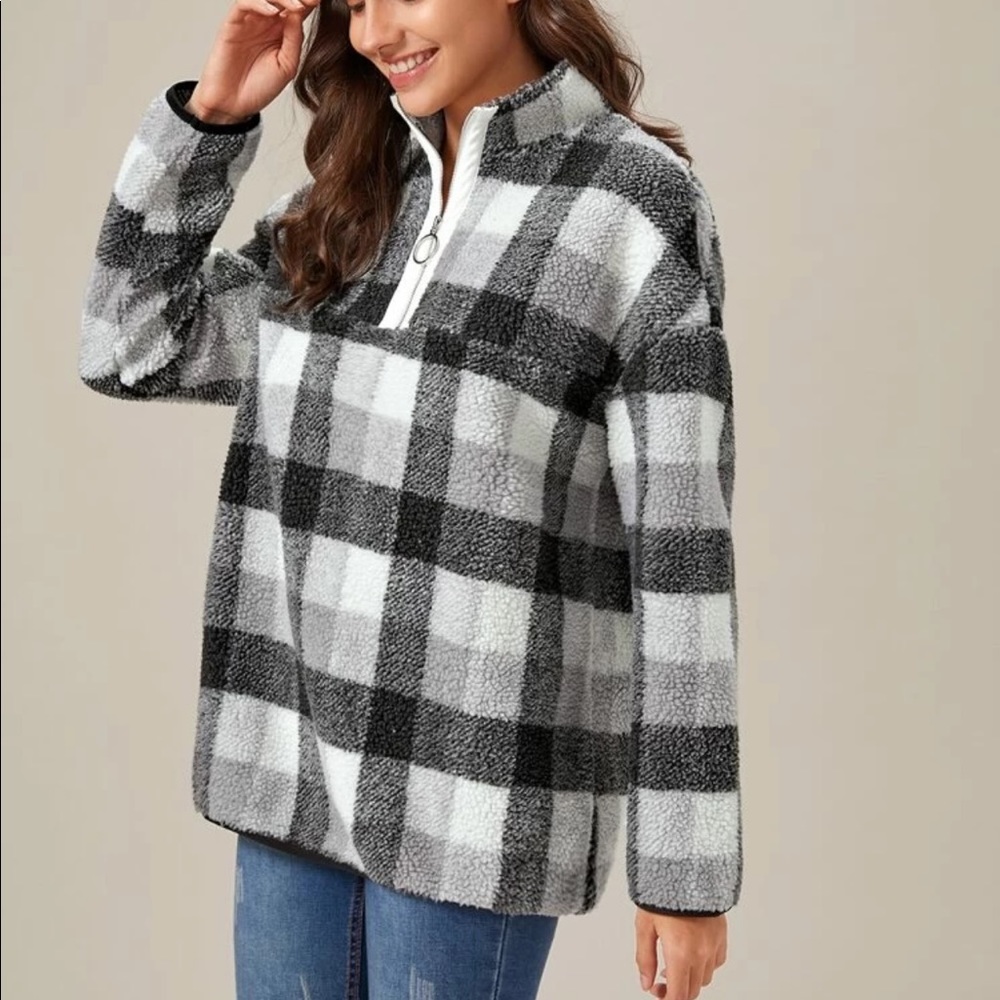 Buffalo Plaid Teddy Pullover Jacket